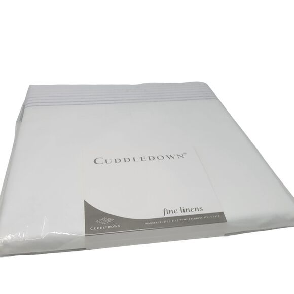 Cuddledown Z50497 Embroidered Ombre Sheet White Purple Flat Full Size Cotton NEW - Picture 1 of 4